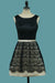 Satin & Lace Scoop A Line Bicolor Cocktail Dresses Short/Mini