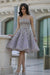 Strapless Homecoming Dresses A Line Lace With Beading Knee Length