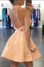 High Neck Homecoming Dresses A Line Satin With Applique Short/Mini