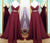 Two Piece Straps Long Prom Dress Evening Dress Spaghetti Straps Wine Red Prom Dresses JS159