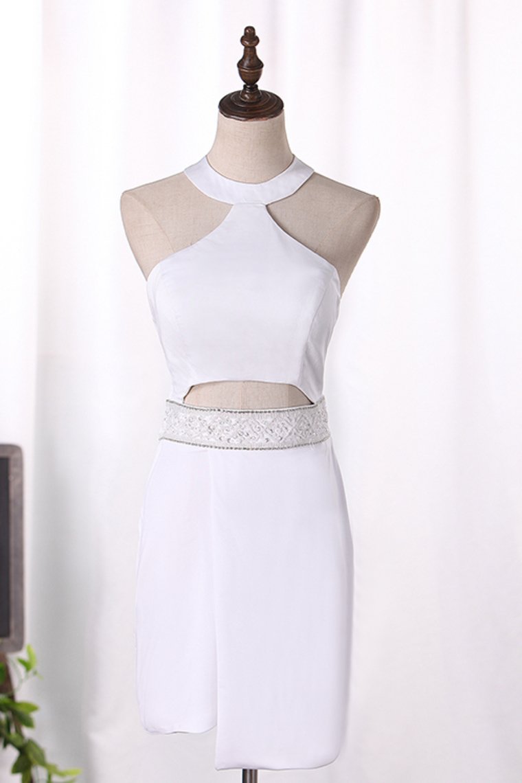 New Arrival Cocktail Dresses Halter Open Back Spandex With Beading