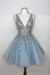 Sparkly A-Line Deep V-Neck Short Homecoming Dresses