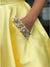 Charming A Line Yellow Satin Strapless Beads Party Dresses with Pockets SJS15568