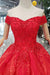 Red Off The Shoulder Lace Appliques Beads with Lace up Prom Dress Quinceanera Dresses JS788