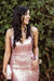 Sparkly Spaghetti Straps Rose Gold V Neck Prom Dresses with Sequins, Dance Dresses SJS15537