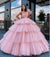 Charming Ball Gown Tulle Pink One Shoulder Long Prom Dresses, Quinceanera Dresses SJS15096