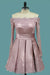 Homecoming Dresses Boat Neck Long Sleeves A Line Satin With Applique