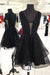 Black Lace Prom Dress Short V Neck Homecoming Dress JS334