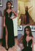 A Line Black Beads Chiffon Prom Dresses with Appliques Split Long Evening SJS15608