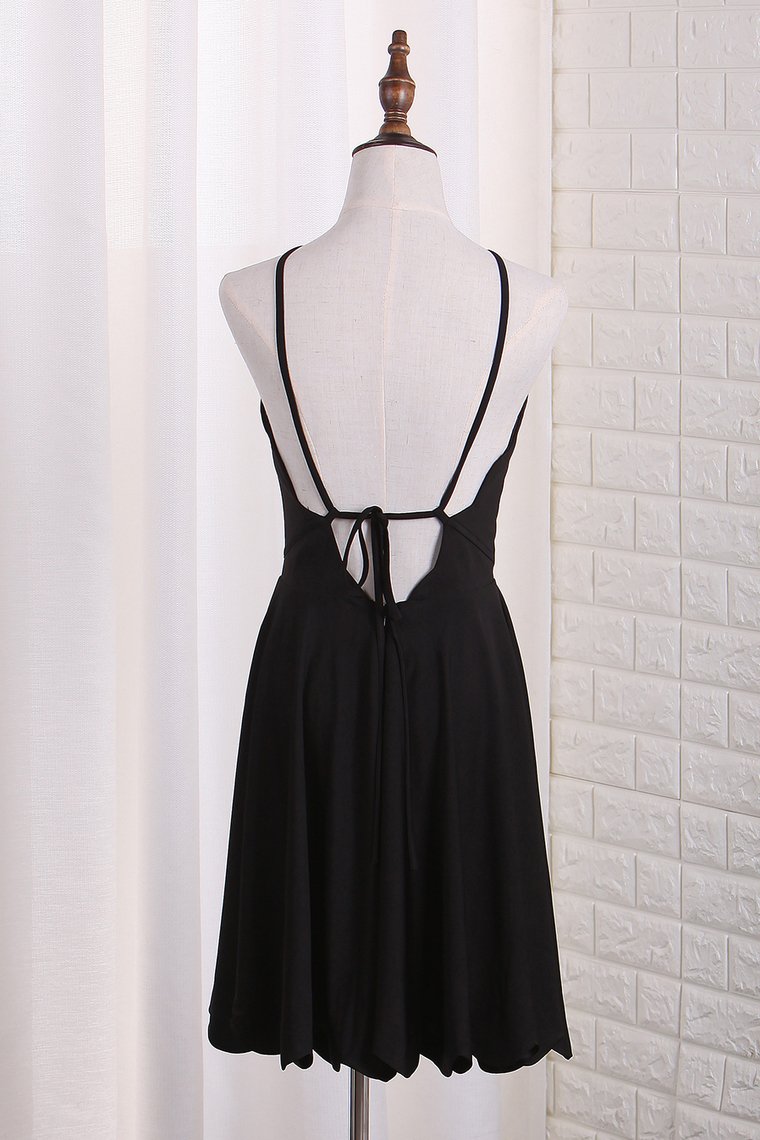 A Line Spaghetti Straps Spandex Cocktail Dresses Short/Mini Open Back