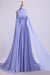 High Neck Prom Dresses Pleated Bodice A-Line Chiffon Sweep SJSPQS3MK7G