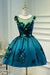 A Line Flower Appliques Round Neck Homecoming Dresses Short