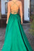 Elegant A Line Green Lace up Prom Dresses with Pockets Slit Formal Evening SJS15634