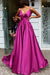 Simple A Line Spaghetti Straps V Neck Satin Backless Prom Dresses, Party SJS20443