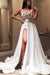 Sexy A Line Satin Sweetheart Slit Appliques Prom Dresses, Evening Formal Dresses SJS15592