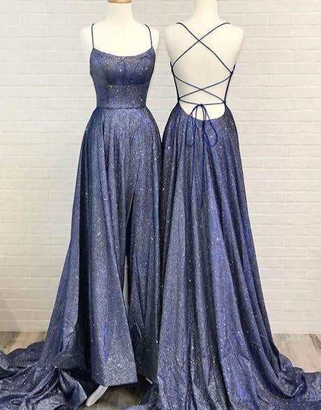 Sparkly A Line Hot Selling Spaghetti Straps Prom Dresses, Long Evening SJS20471