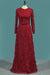 Scoop Long Sleeves Prom Dresses A Line Lace With Beads And Sash