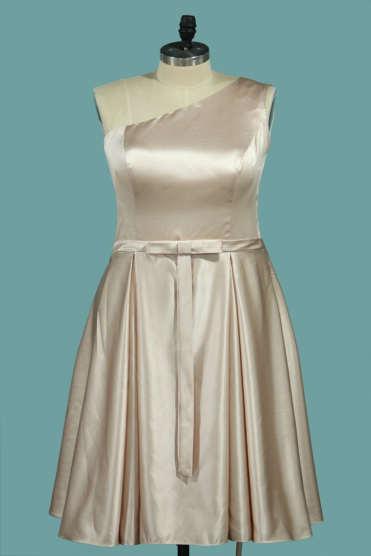 New Arrival Cocktail Dresses One Shoulder A Line With Sash Satin