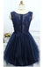 Scoop Homecoming Dresses A Line Tulle With Applique Short/Mini