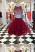 Scoop Homecoming Dresses Two-Piece Beaded Bodice Tulle Short