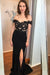 Elegant Off the Shoulder Black Lace Appliques Prom Dresses, Sweetheart Formal Dresses SJS15186