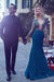 Bateau Long Sleeves Mermaid Satin Prom Dresses With Beads Sweep Train