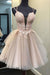 A Line Tulle Appliques Short Homecoming Dress Appliques