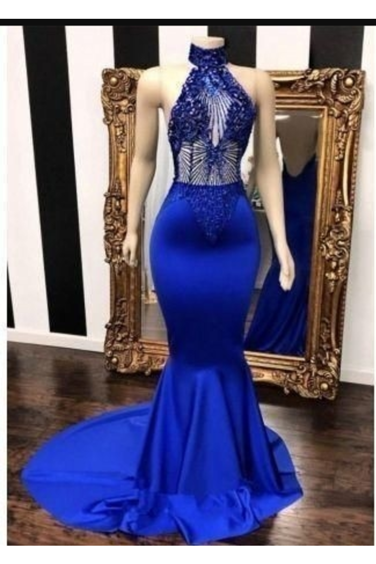 Sexy Evening Dresses Mermaid/Trumpet Halter Appliques Court SJSPSM3SECT