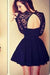 Sexy Ball Gown High Neck Long Sleeves Lace Backless Black Short Homecoming Dress JS994