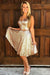 Two-Pieces Homecoming Dresses V-Neck Knee-Length Sequins Lace