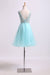 V Neck Homecoming Dresses Beaded Bodice A Line Short/Mini Tulle And Chiffon