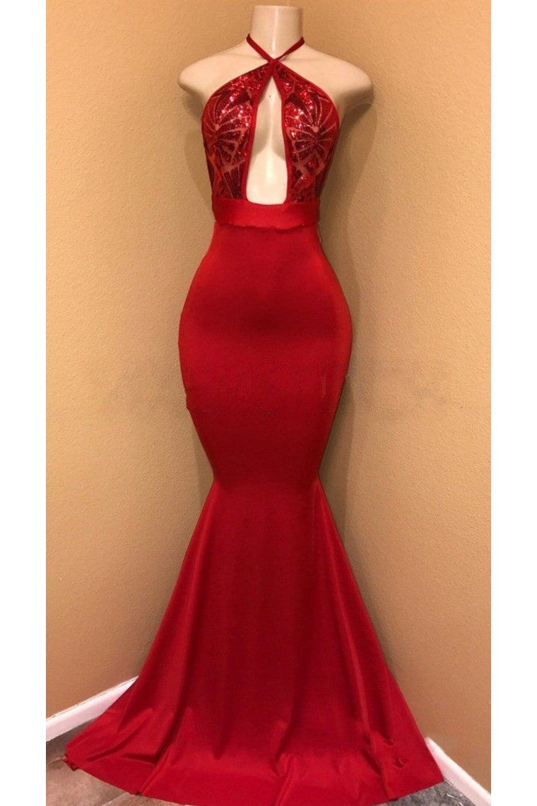 Sexy Sequin Prom Dresses Halter Mermaid Evening SJSPHY8LLFF