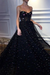 Elegant A Line Sweetheart Strapless Black Tulle Prom Dresses With SJSPT11F6GE