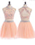 Peach Homecoming dress 2 pieces homecoming dress short homecoming dress JS897