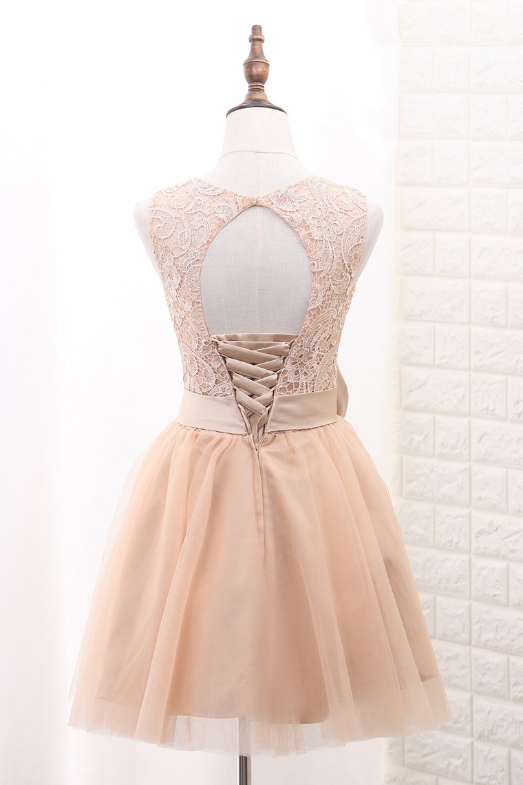 Tulle & Lace Homecoming Dresses Scoop A Line With Sash