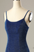 Sheath Short Homecoming Dress Backless Navy Blue Cocktail Dress