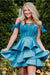 A Line Off The Shoulder Satin Tired Mini Homecoming Dresses,Short Prom Dresses