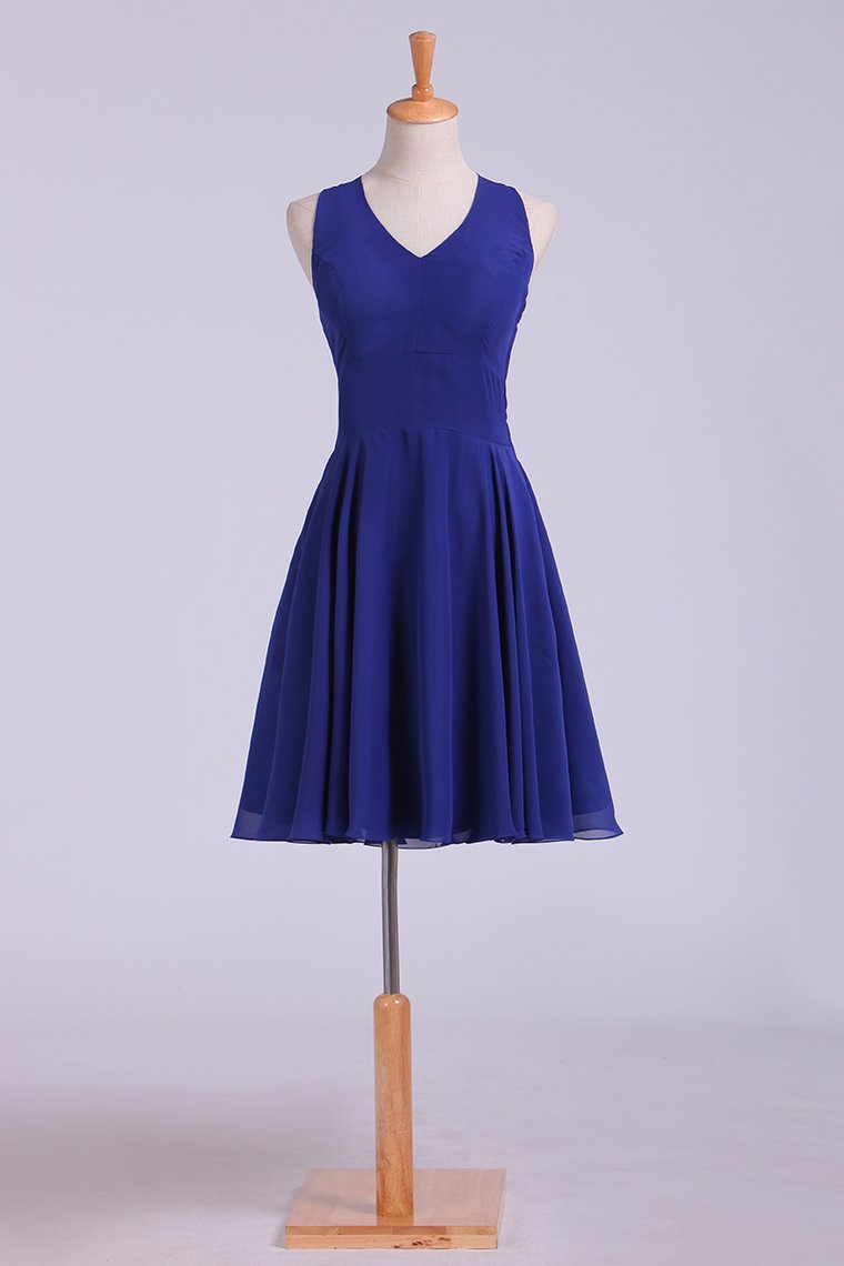 V-Neck Homecoming Dresses A Line Short Chiffon