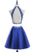 Two-Piece Scoop Beaded Bodice Homecoming Dresses A Line Satin