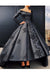 A Line Long Sleeves Satin Prom Dresses With Applique Asymmetrical