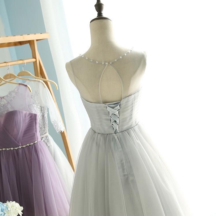 Elegant A-Line Round Neck Purple Tulle Short Cute Mini Homecoming Dresses JS102