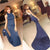 High Neck Navy Blue Sexy Mermaid Party Cocktail Dresses Long Prom Dresses uk Online PD0192