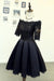 A Line Black Short Sleeves Off the Shoulder Lace Appliques Satin Homecoming Dresses JS885