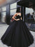 Black Sweetheart Ball Gown Beaded Princess Cheap Strapless Prom Quinceanera Dresses JS852