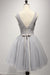 V Neck Tulle Appliqued Homecoming Dresses Sweetheart Beaded Shape Short Prom Dresses