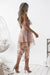 Cute A-Line High Low Blush Pink Spaghetti Straps Lace Short Homecoming Dresses JS04