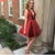 V-Neck Short Burgundy Homecoming Dress Sweet 16 Cocktail Dresses Semi Formal Dresses JS98