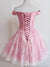 Off the Shoulder Lace up Lace Applique Dusty Rose Short Prom Dress Homecoming Dresses JS759