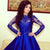 Lace Royal Blue Long Sleeves Homecoming Dress Short Prom Dresses