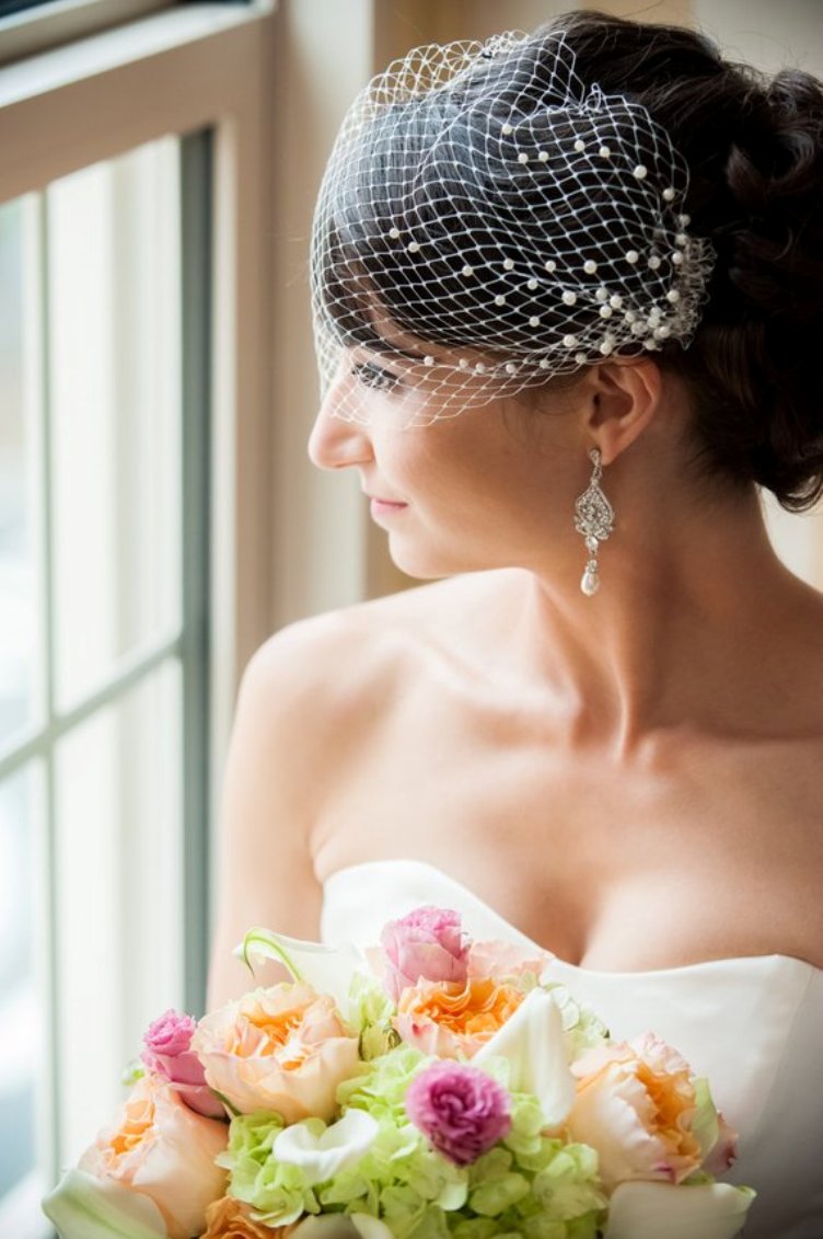 wedding bandeau veil small birdcage veil